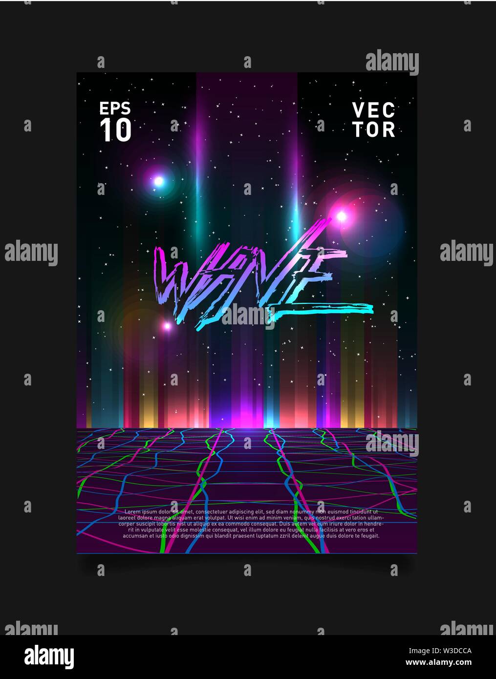 Retrowave vaporwave synthwave Glitched laser grid and glowing colorful ...