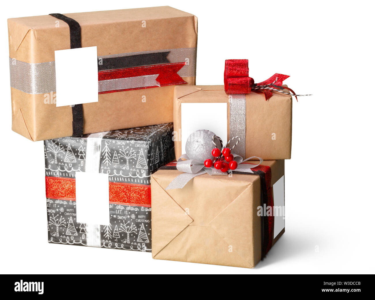 Gift boxes on white background Stock Photo Alamy