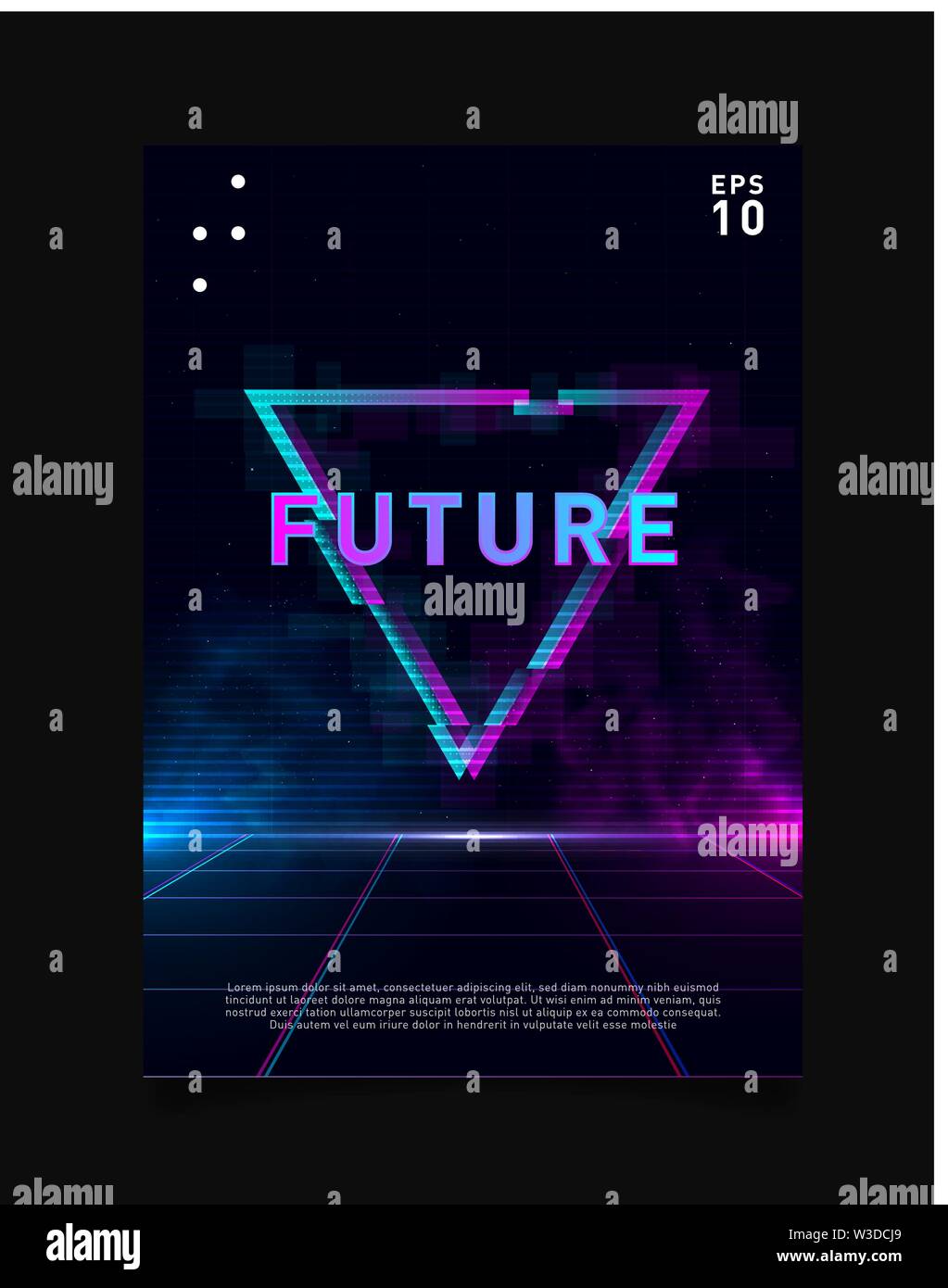 Triangle glitch effect on laser grid with blue and pink glows and smoke ...