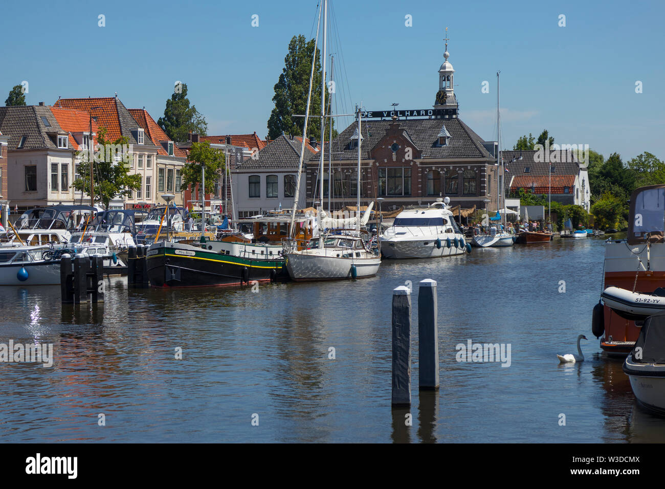 Leiden, Holland - July 05, 2019: Historical harbour building the Volharding in the summer season in Leiden Stock Photo