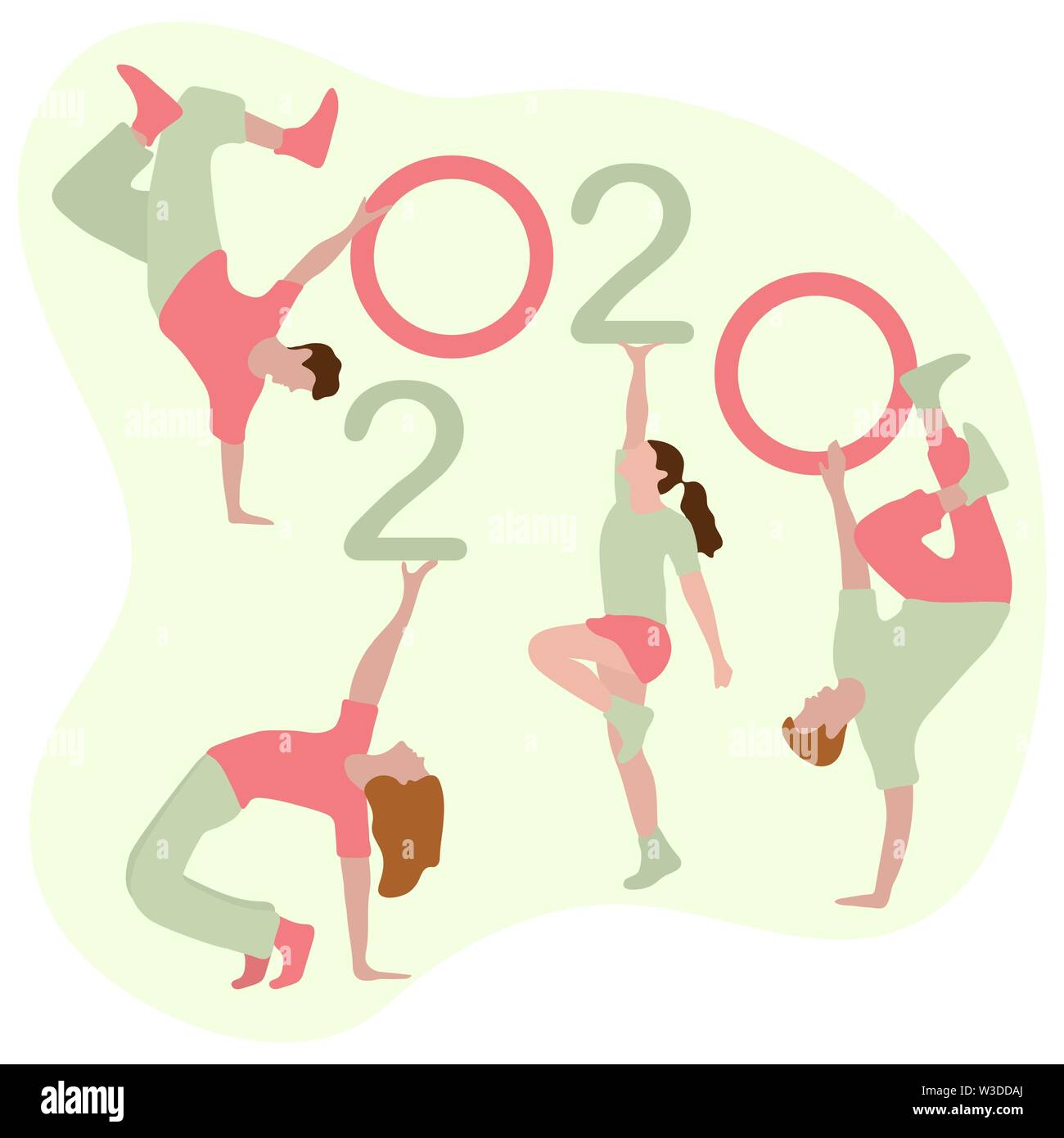 Happy new year. Vector illustration with 2020 year numbers and dancing ...