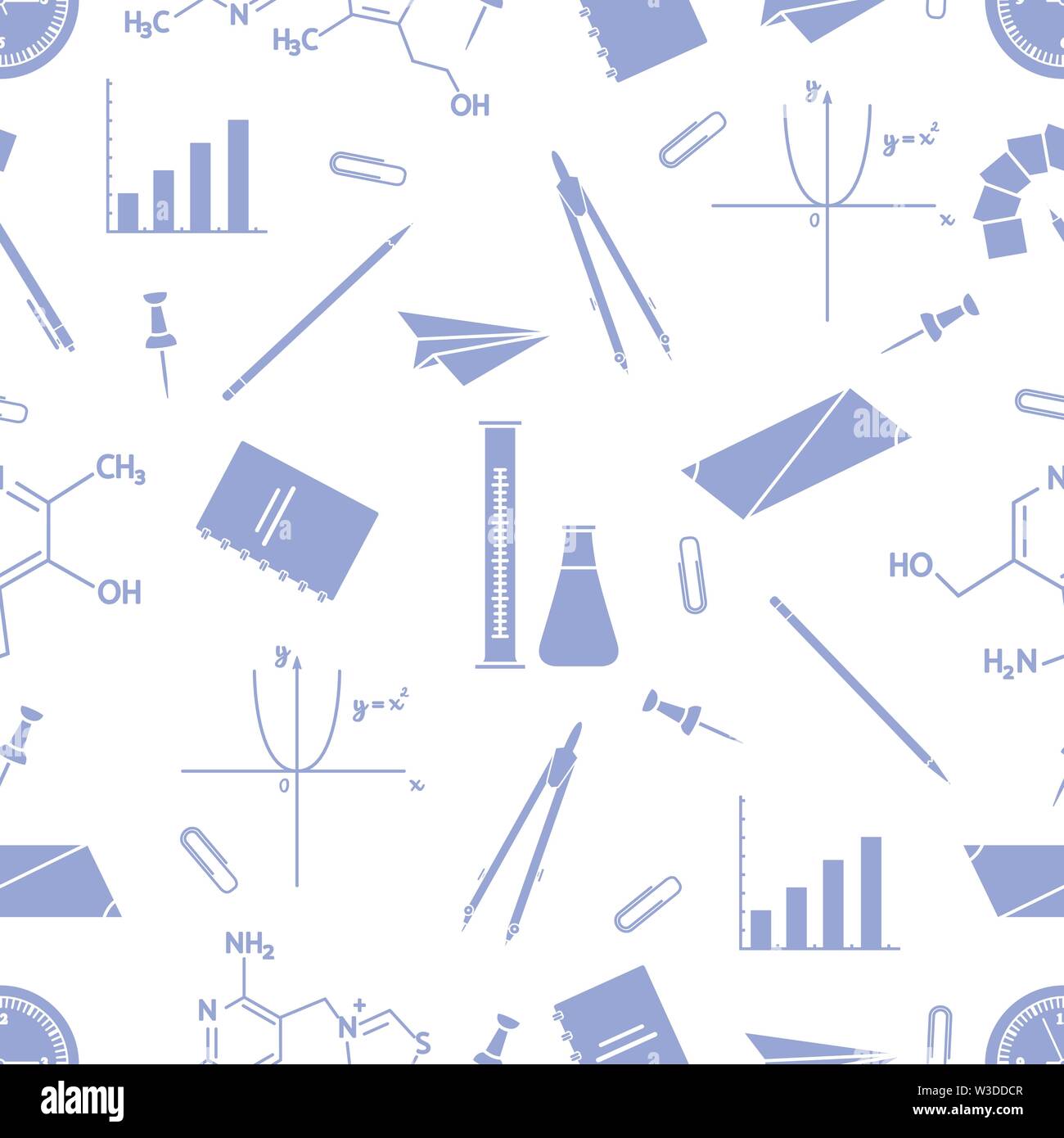 Vector seamless pattern with scientific, education elements: flasks ...