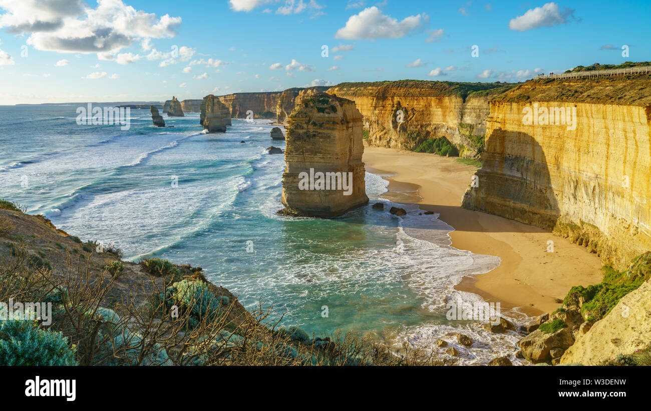 twelve apostles marine national park at sunset,great ocean road at port campbell, victoria, australia Stock Photo