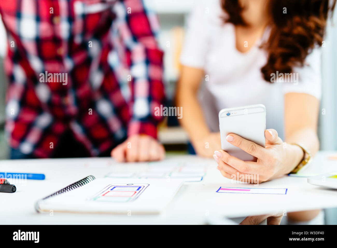 Web designers developing mobile application framework stock photo alamy