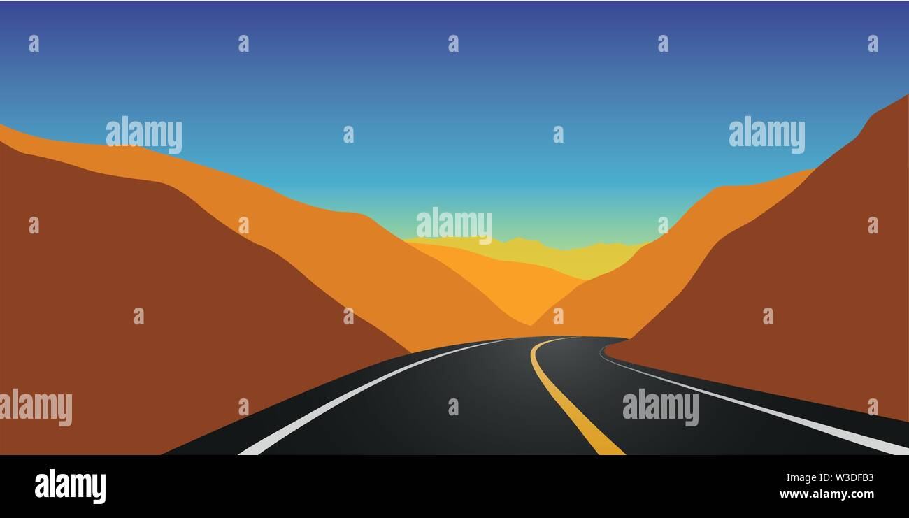 highway mountain road autumn landscape vector illustration EPS10 Stock Vector