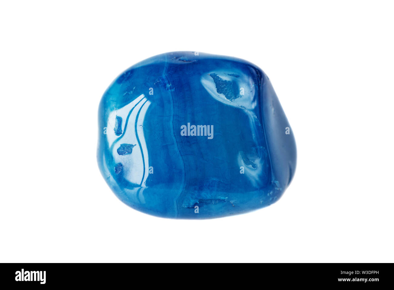 Blue semi-precious agate stone isolated on white background Stock Photo