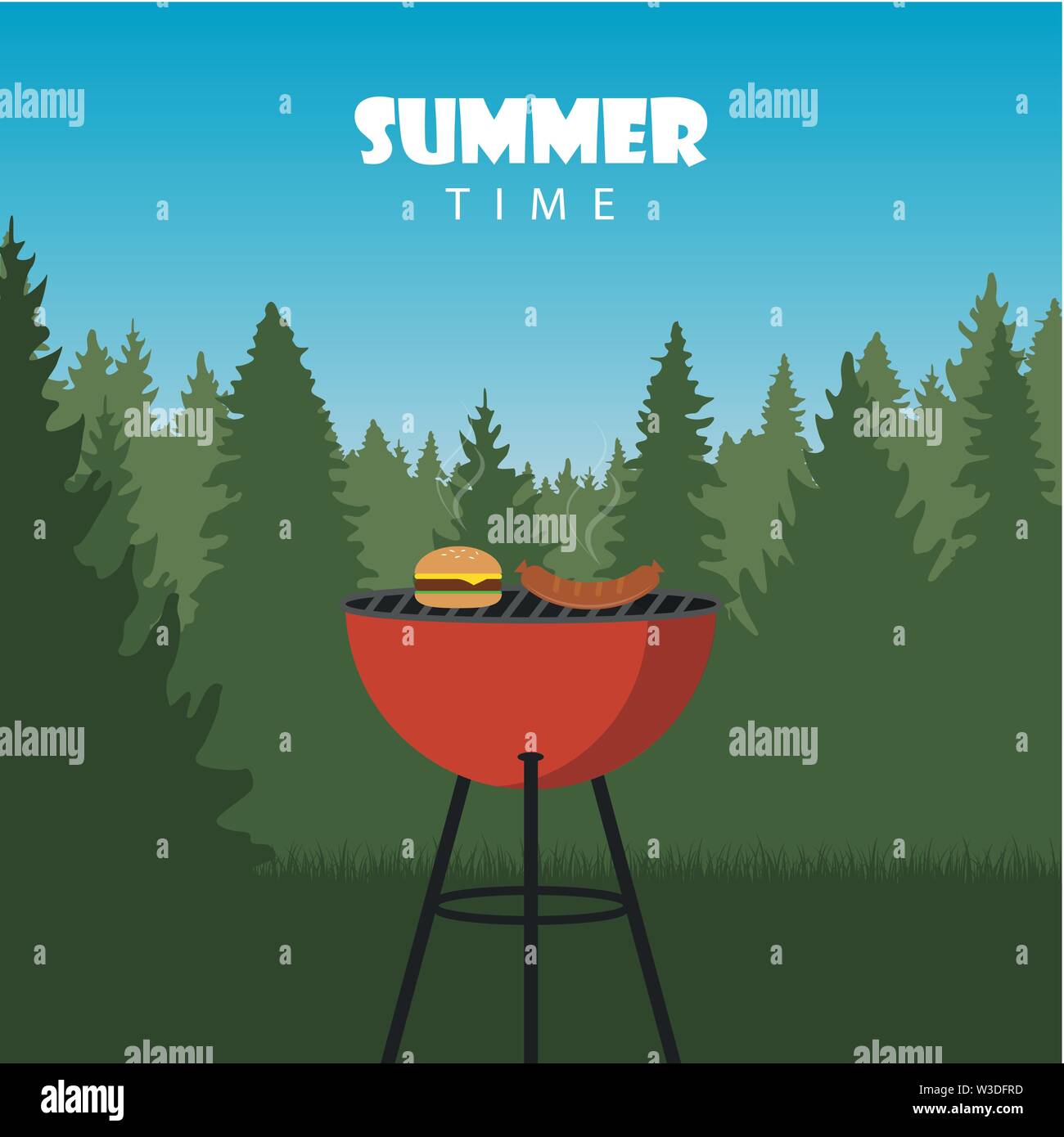 summer time barbeque in the nature vector illustration EPS10 Stock Vector