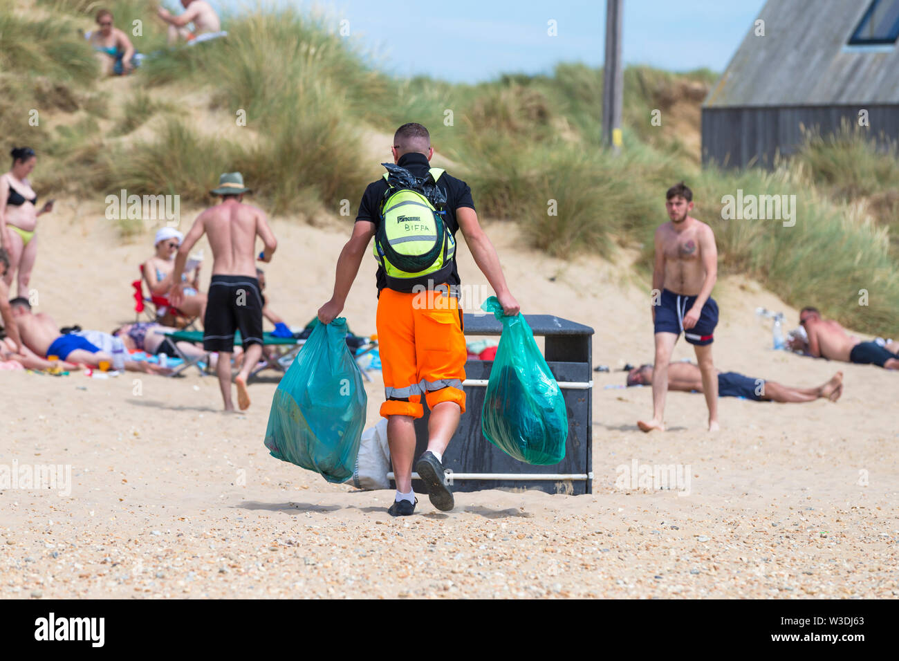 Beach cleaner, camber sands, east sussex, uk Stock Photo