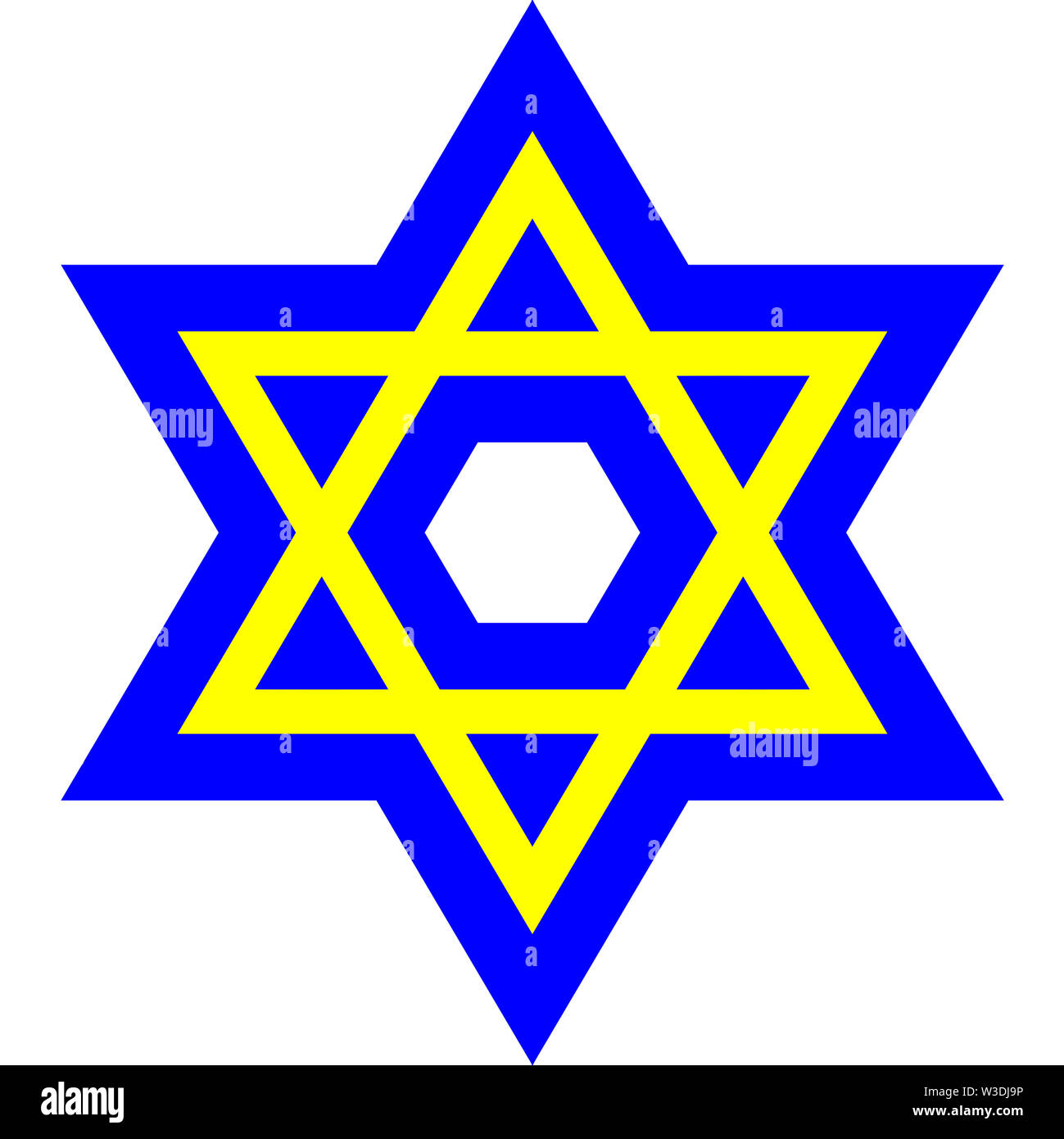 blue yellow  traditional star of david judaism jewish religion  illustration Stock Photo