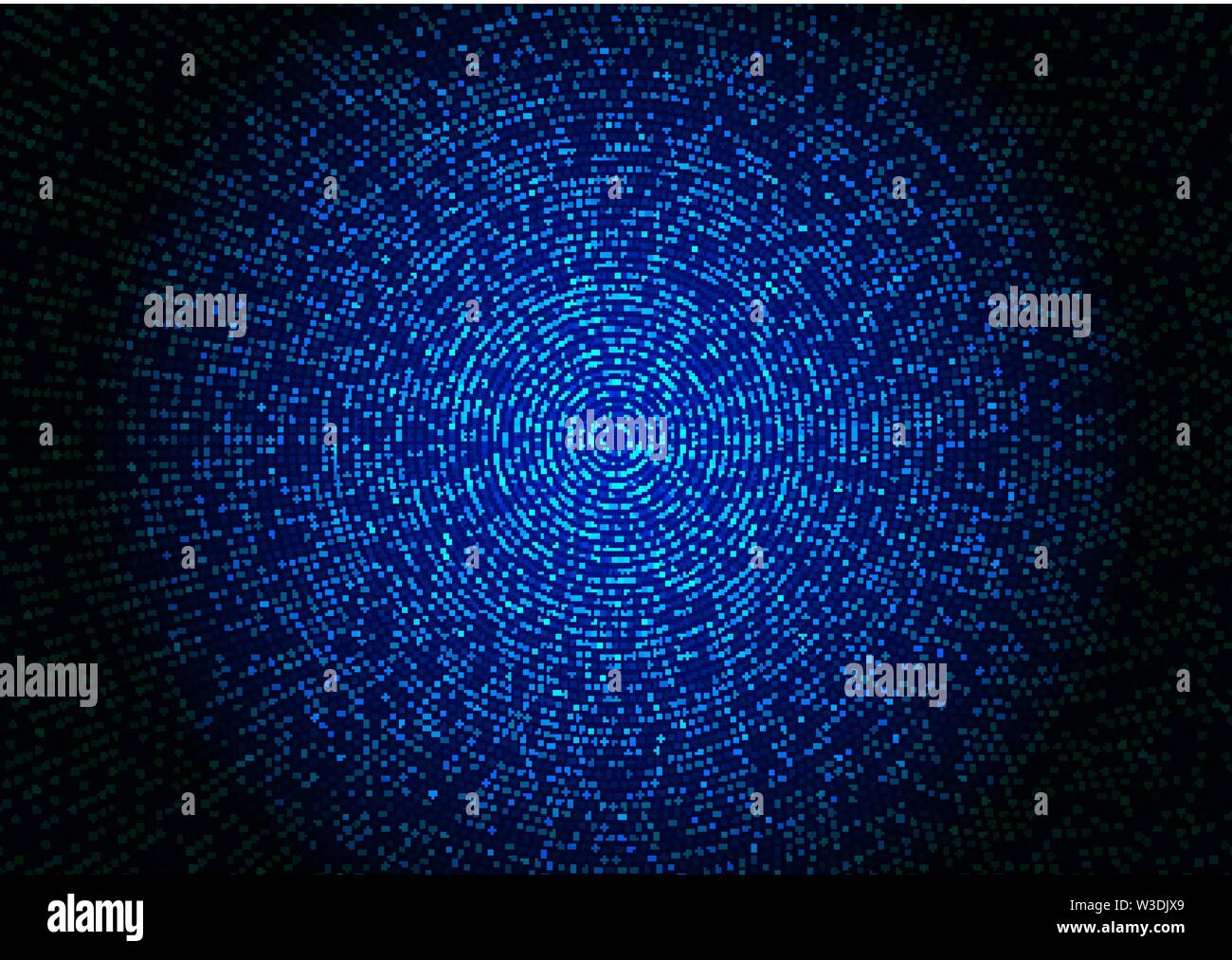 Abstract blue halftone glittering effect with dot radial pattern and ...