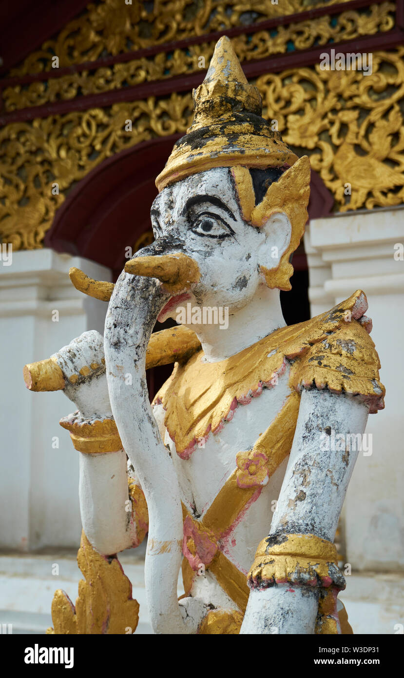 A half human, half elephant figure at Wat Buppharam in Chiang Mai, Thailand. Stock Photo