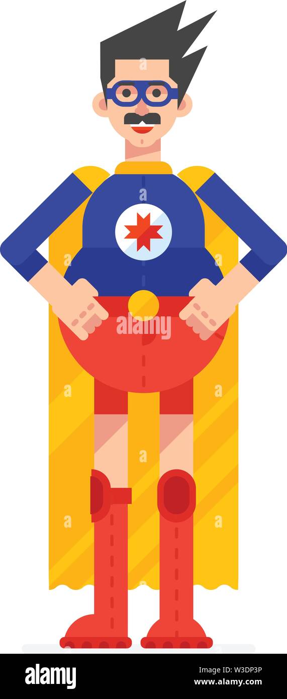 Super hero daddy in superhero costume. Hero in a yellow cloak, costume with  glasses. Isolated object on white background.Vector illustration design  Stock Vector Image & Art - Alamy