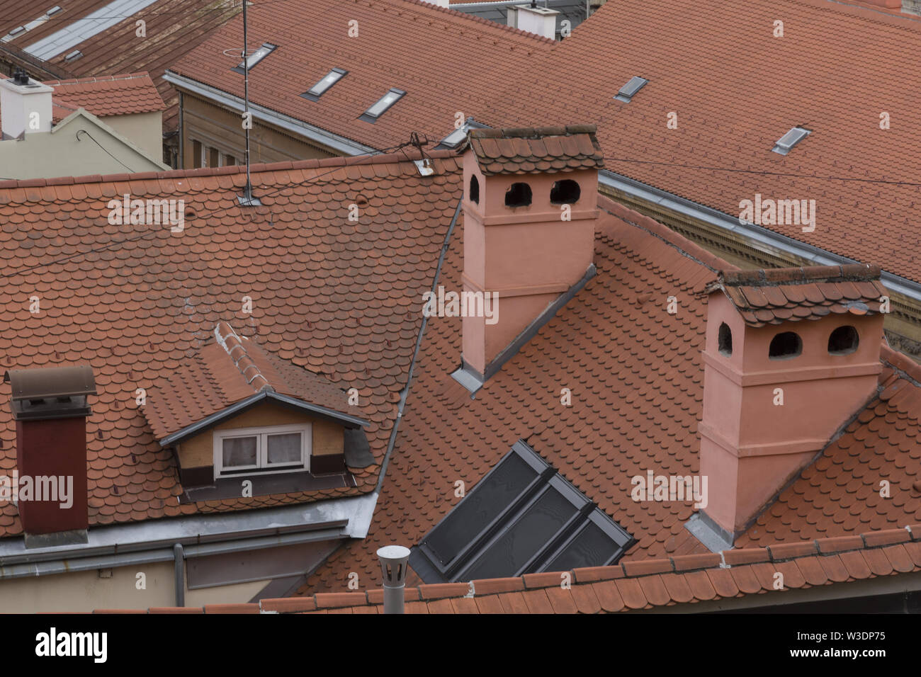 Roofs with red tiles Stock Photo