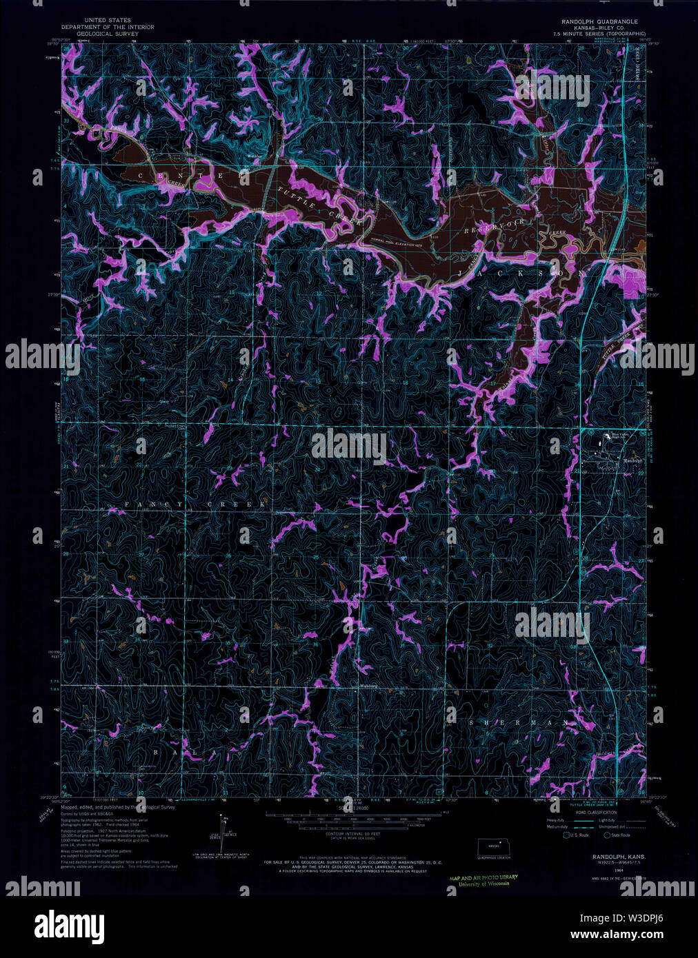USGS TOPO Map Kansas KS Randolph 512335 1964 24000 Inverted Restoration ...