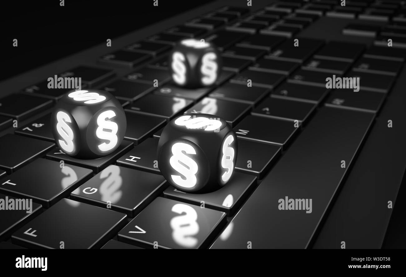 Cubes with paragraph sign on computer keyboard. 3d render Stock Photo