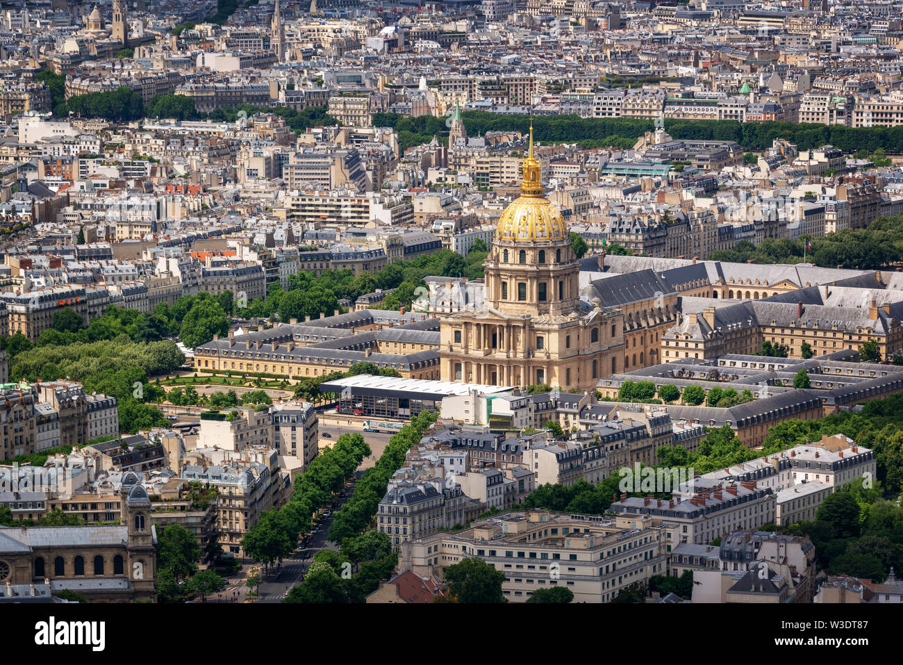 Aerial view of Dome des Invalides in Paris France Stock Photo