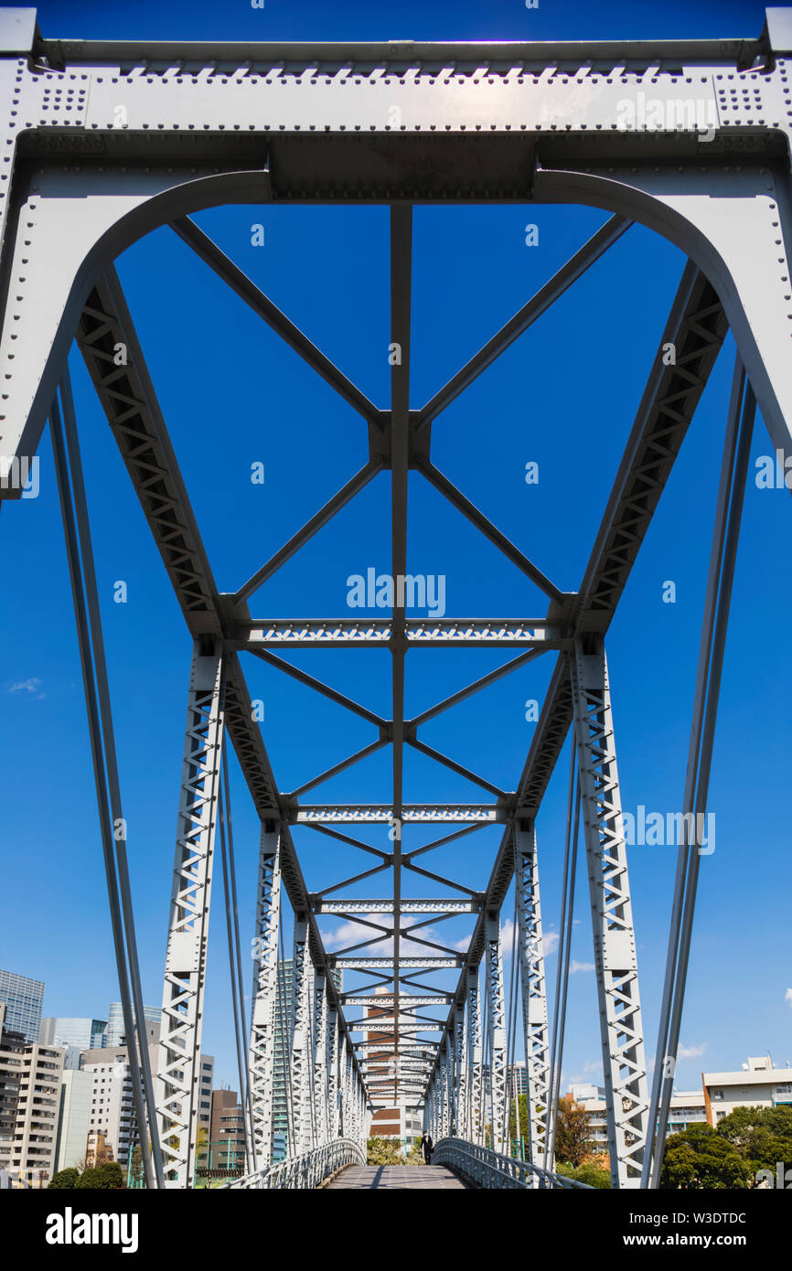 Japan, Honshu, Tokyo, Tennozu Isle, Tennoz Fureai Bridge Stock Photo