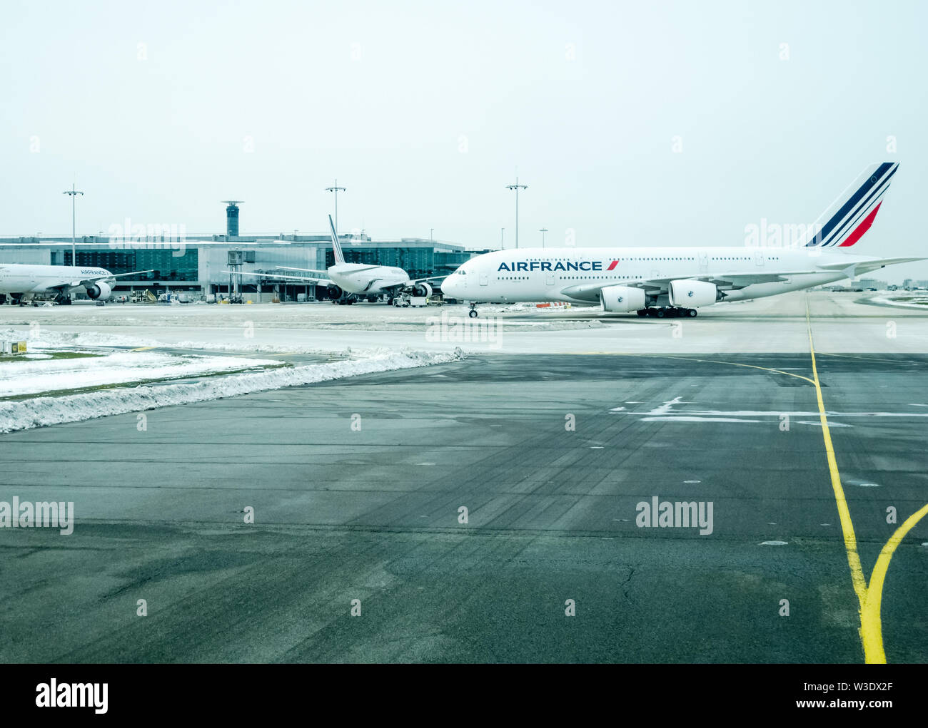 Paris, Charles De Gaulle Airport, Air France Airbus A380 on taxiway