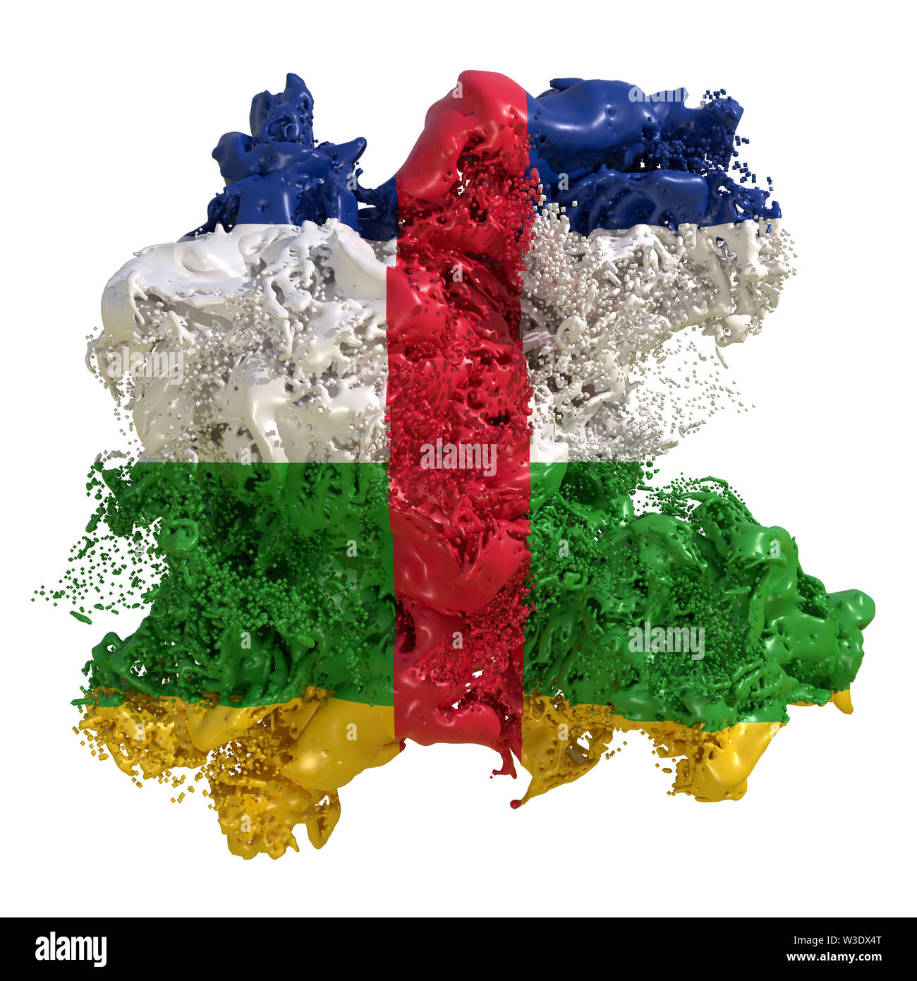 3d rendering of a Central African Republic country flag in a liquid ...