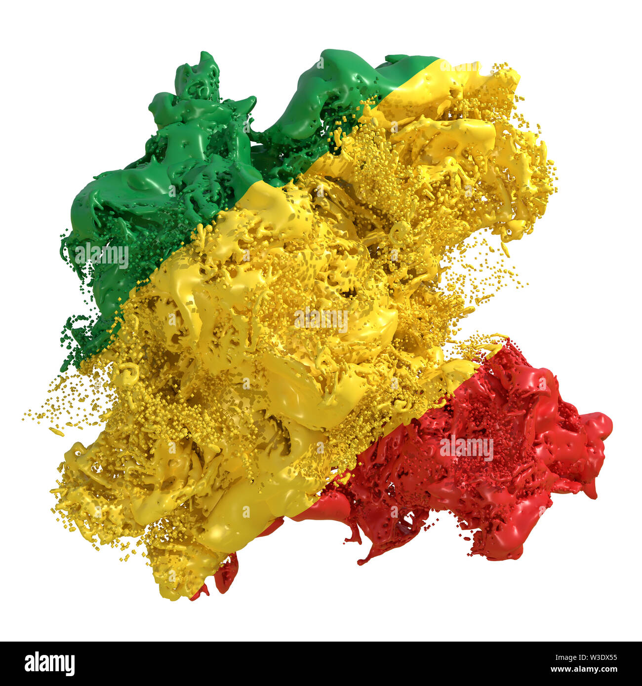 3d rendering of a Republic of Congo country flag in a liquid fluid ...