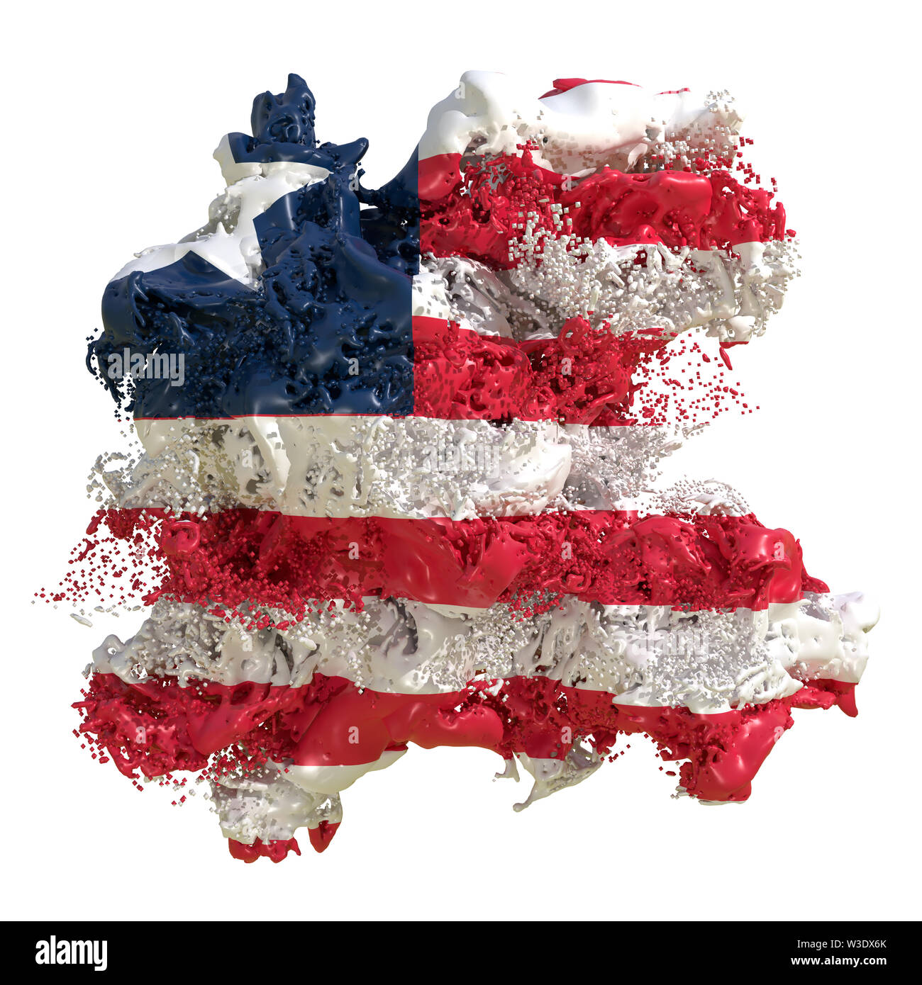 3d rendering of a Liberia country flag in a liquid fluid. Isolated on ...