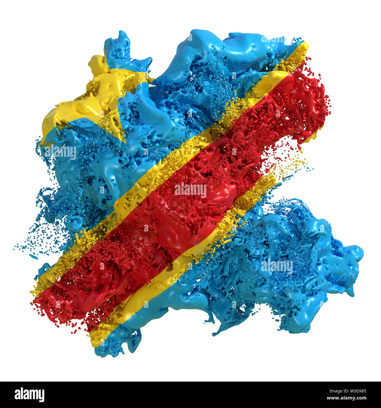 3d rendering of a Democratic Republic of Congo country flag in a liquid ...