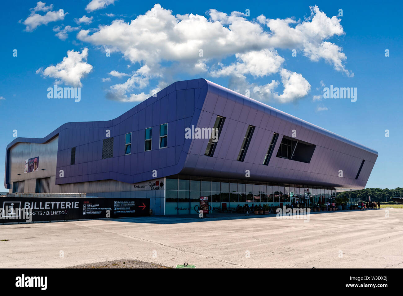 Lorient, France - August 3, 2018: Modern architecture museum in Keroman Submarine Base. It was a German U-boat base located in Lorient during World Wa Stock Photo