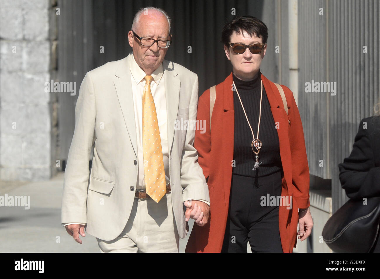 Patrick and Geraldine Kriegel, the parents of murdered Ana Kriegel, arrive at the Criminal Courts of Justice in Dublin. Two juvenile killers are due to be sentenced today after they were convicted of the murder of 14-year-old Kriegel on June 18. Stock Photo