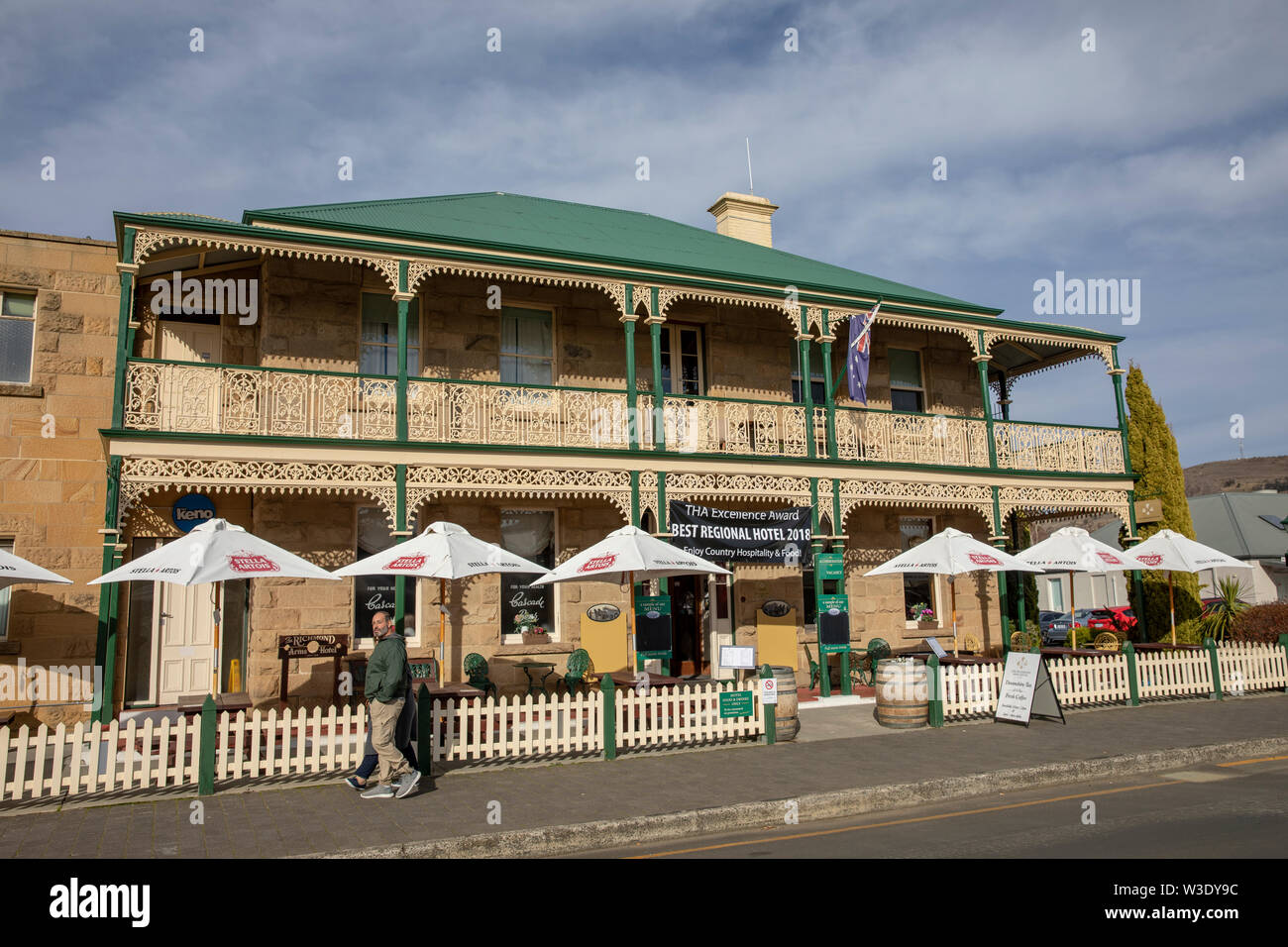 Richmond,Tasmania, The Richmond Arms hotel and pub in this historic town near Hobart. Stock Photo