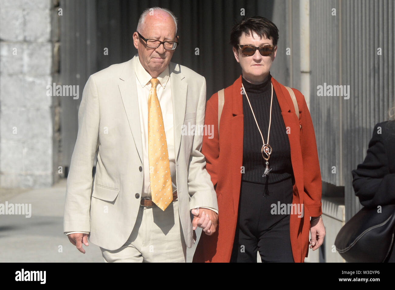 Patric and Geraldine Kriegel, the parents of murdered Ana Kriegel, arrive at the Criminal Courts of Justice in Dublin. Two juvenile killers are due to be sentenced today after they were convicted of the murder of 14-year-old Kriegel on June 18. Stock Photo