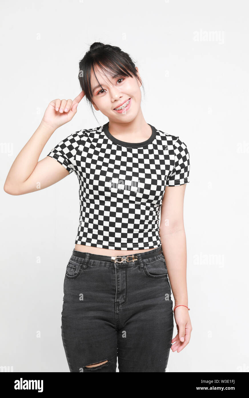 portrait of teenagers asian girl on white background Stock Photo - Alamy