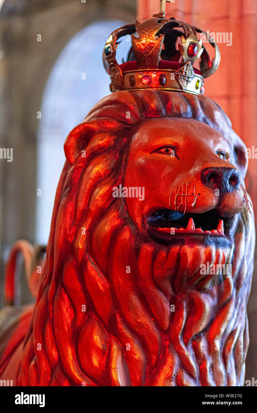 Barcelona, Spain.Traditional Besties de Foc (Beasts of fire), fantastic animal figures. Stock Photo