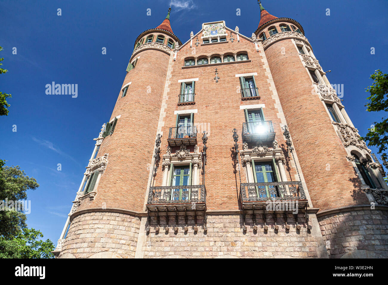Barcelona, Spain.Modernist style building, House, Casa de les Punxes or Casa Terrades, designed by Josep Puig i Cadafalch, Eixample dist Stock Photo