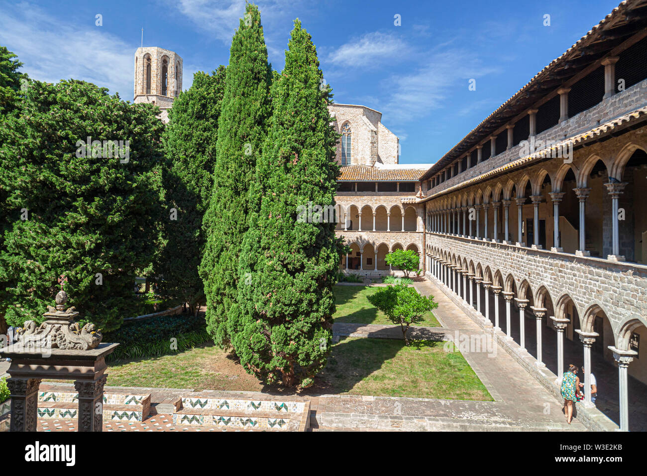 Barcelona, Spain. Cloister of Monastery of Pedralbes. Stock Photo