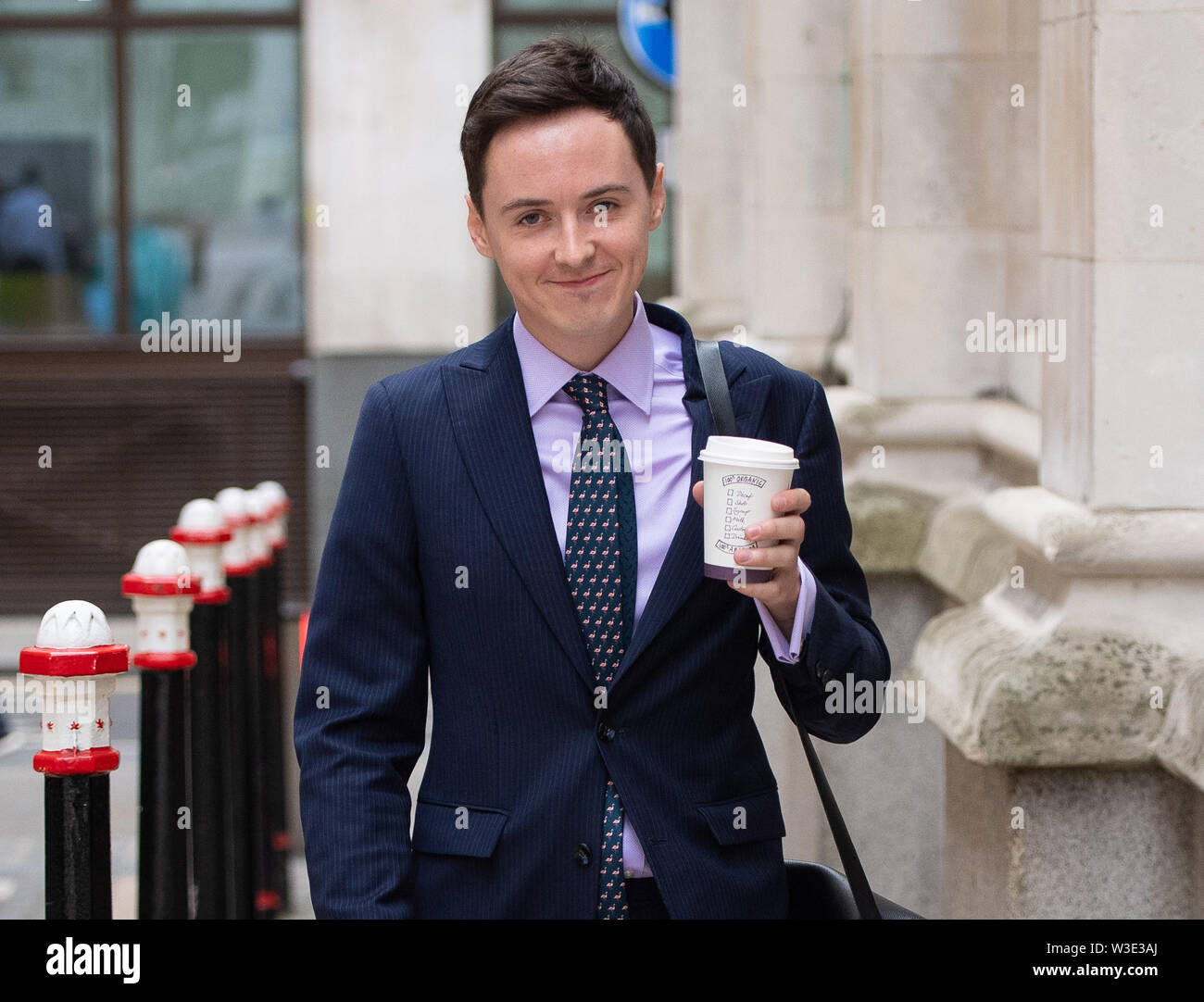 Darren Grimes arrives at the Mayor's and City of London Court to appeal against a ??20,000 fine imposed by the Electoral Commission. The founder of pro-Brexit campaign group BeLeave was fined after allegedly breaching spending rules during the EU referendum campaign. Stock Photo