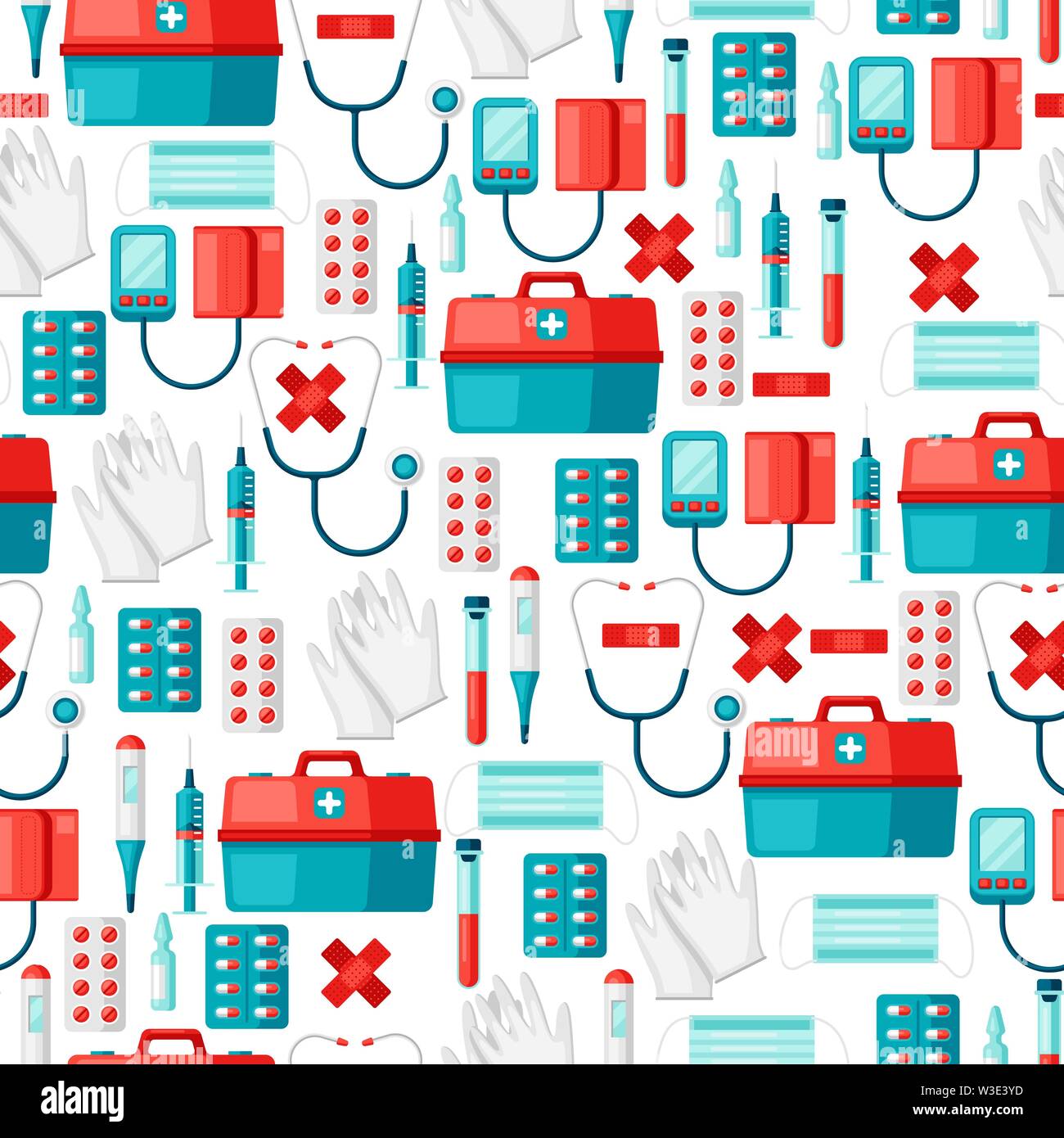 First aid kit equipment seamless pattern Stock Vector Image & Art - Alamy