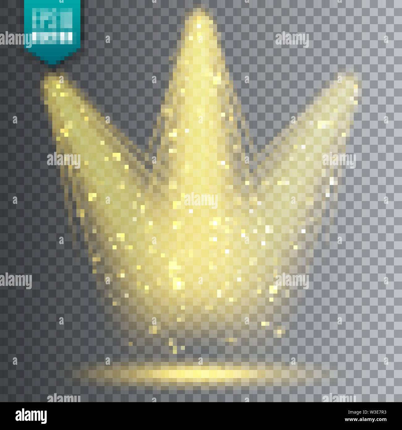 Vector spotlight. Bright Christmas glowing light beam with sparkles