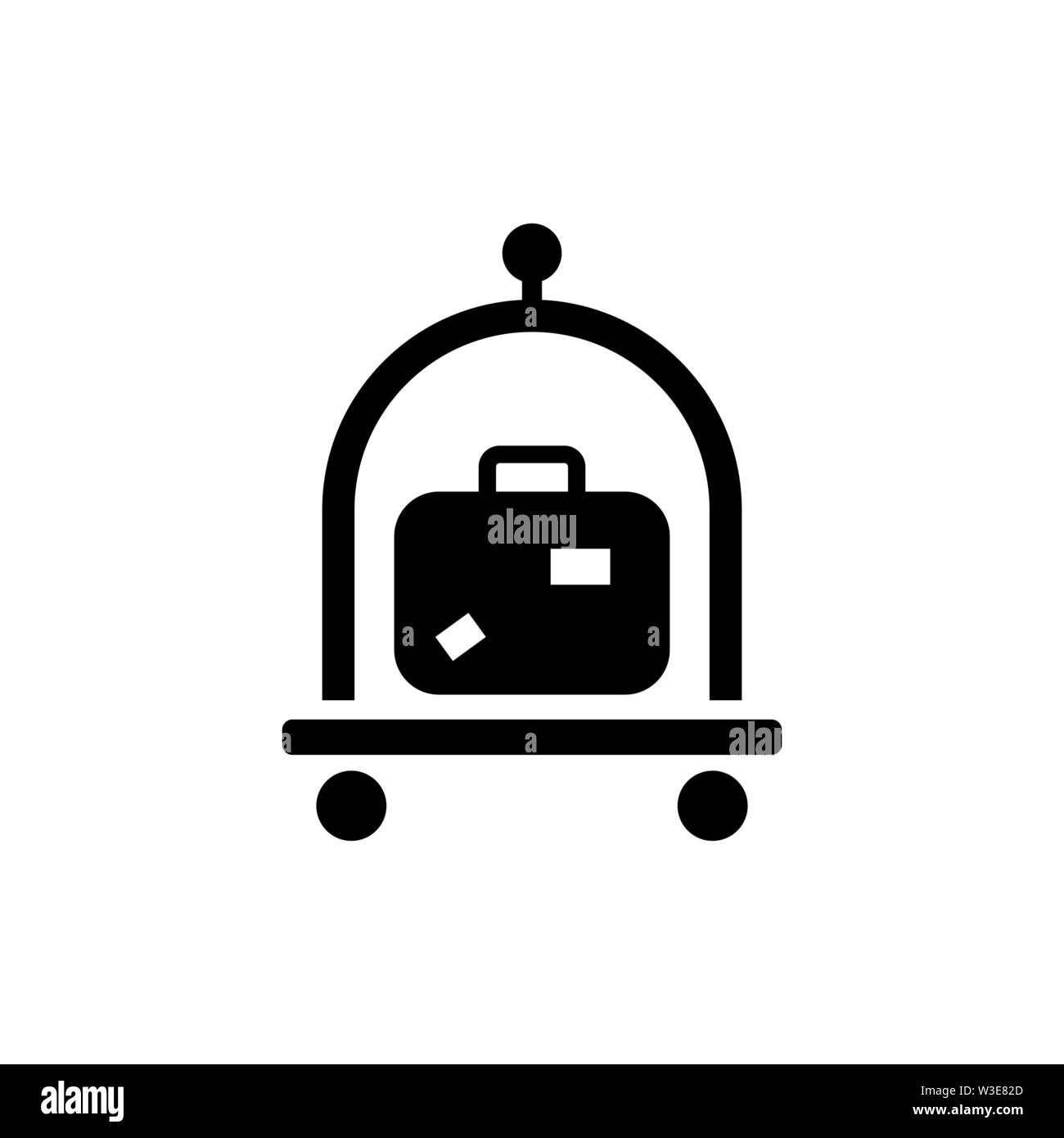Baggage, Luggage, Suitcases Trolley. Flat Vector Icon illustration