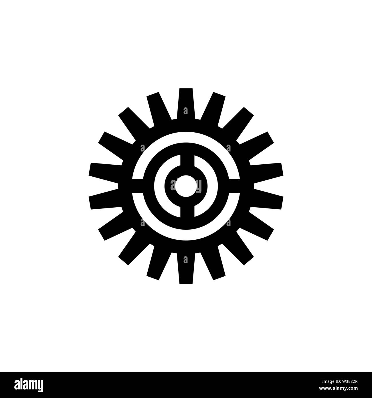 Bicycle Crank, Chainwheel. Flat Vector Icon illustration. Simple black symbol on white background. Bicycle Crank, Chainwheel sign design template for Stock Vector