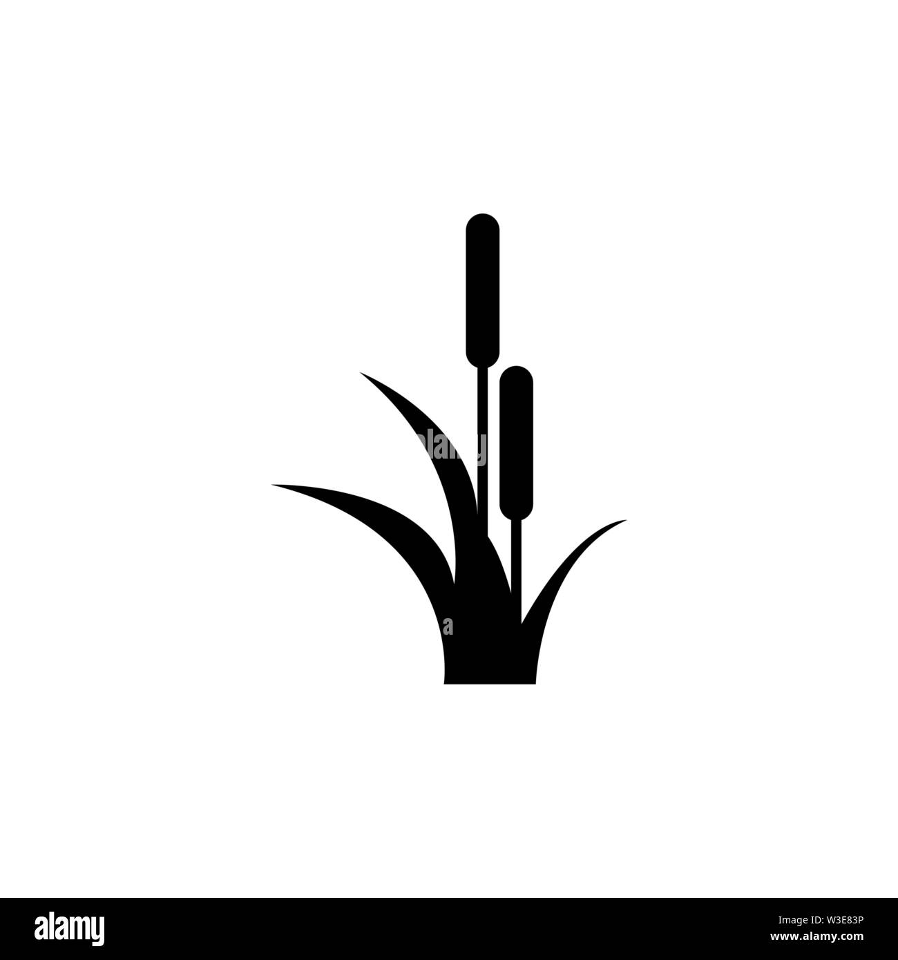 Reed, Cattail, Cane. Flat Vector Icon illustration. Simple black symbol on white background. Reed, Cattail, Cane sign design template for web and mobi Stock Vector