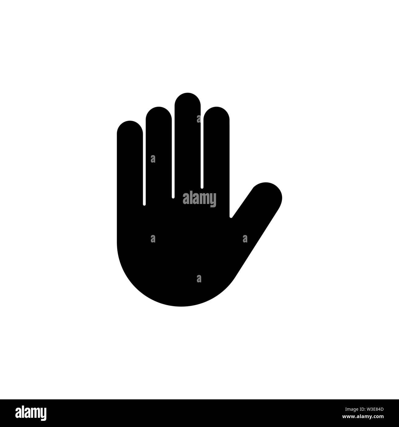 Stop Hand. Flat Vector Icon illustration. Simple black symbol on white ...