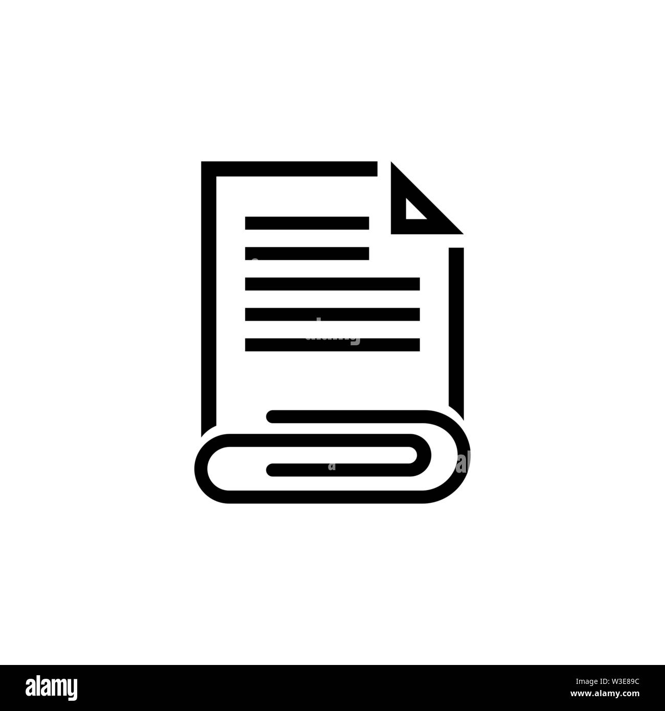 Attached Document, File and Clip Flat Vector Icon illustration. Simple ...