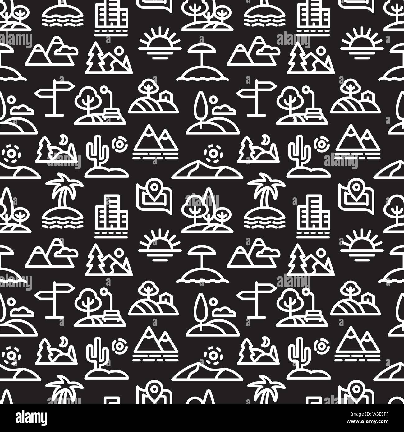 illustration of landscapes and nature seamless pattern Stock Vector ...