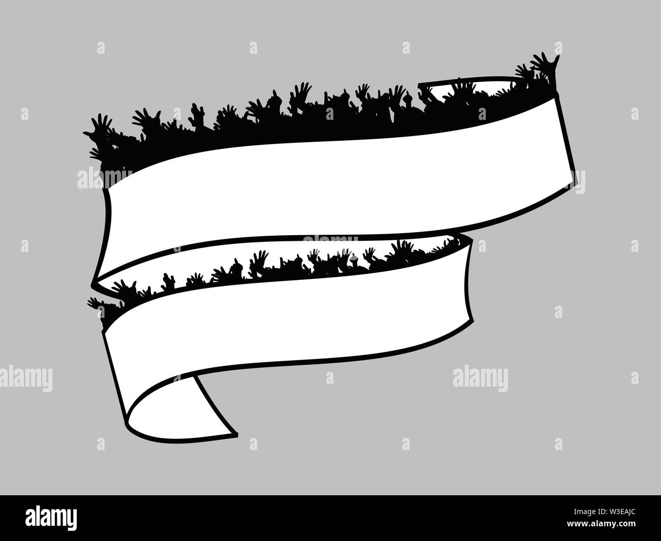 Double Line Black Copy Space Personalizable Banner With Silhouette
