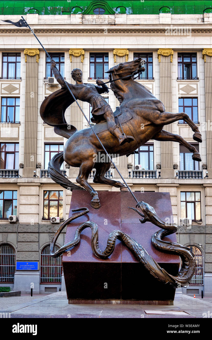 Monument to St. George, an homage to all who perished in the struggle with crime, Lviv, Ukraine Stock Photo