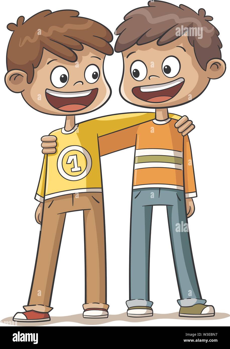 Two boys are the best friends. Hand drawn vector illustration Stock Vector  Image & Art - Alamy