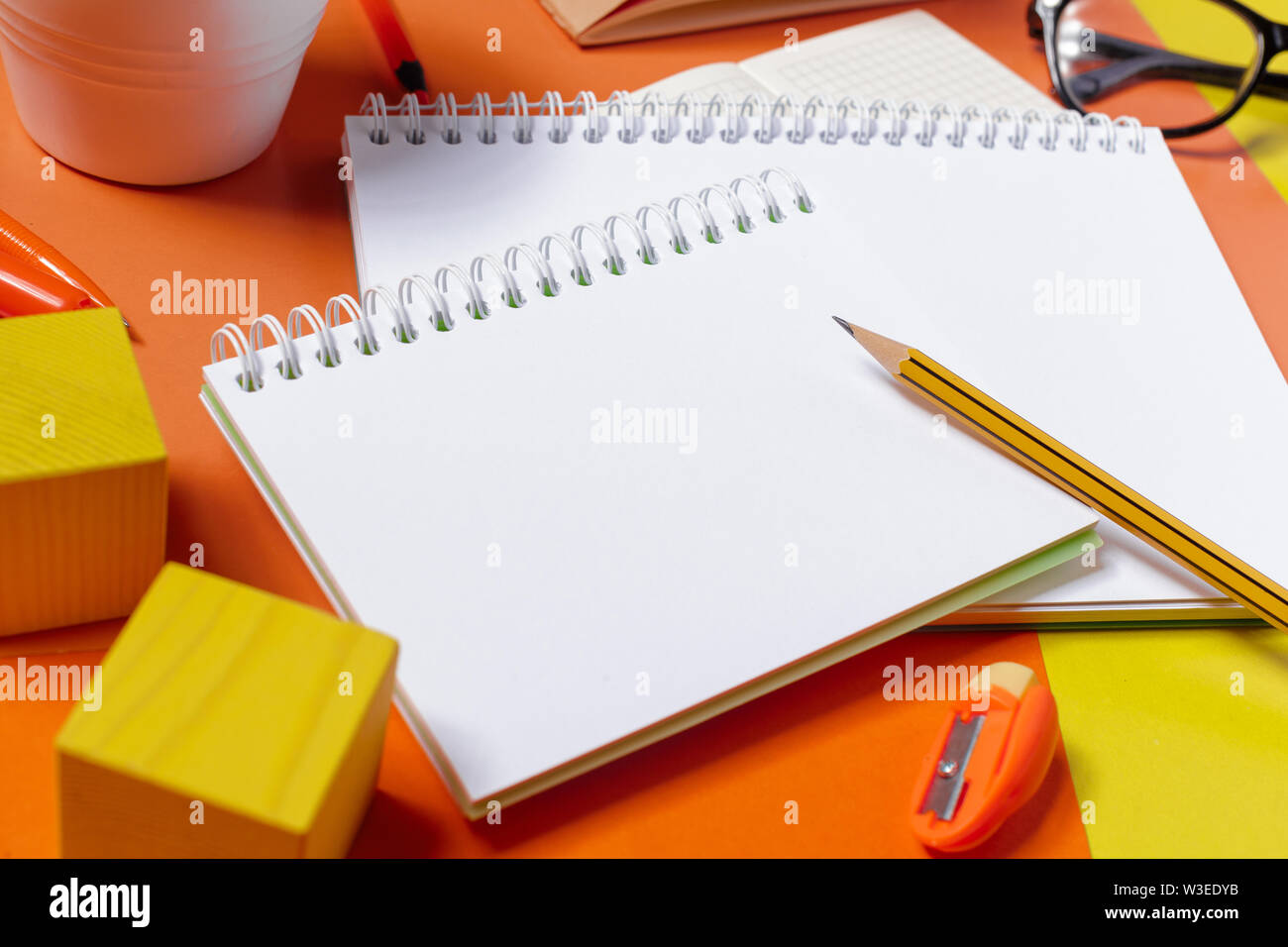 Work space, top view Stock Photo - Alamy