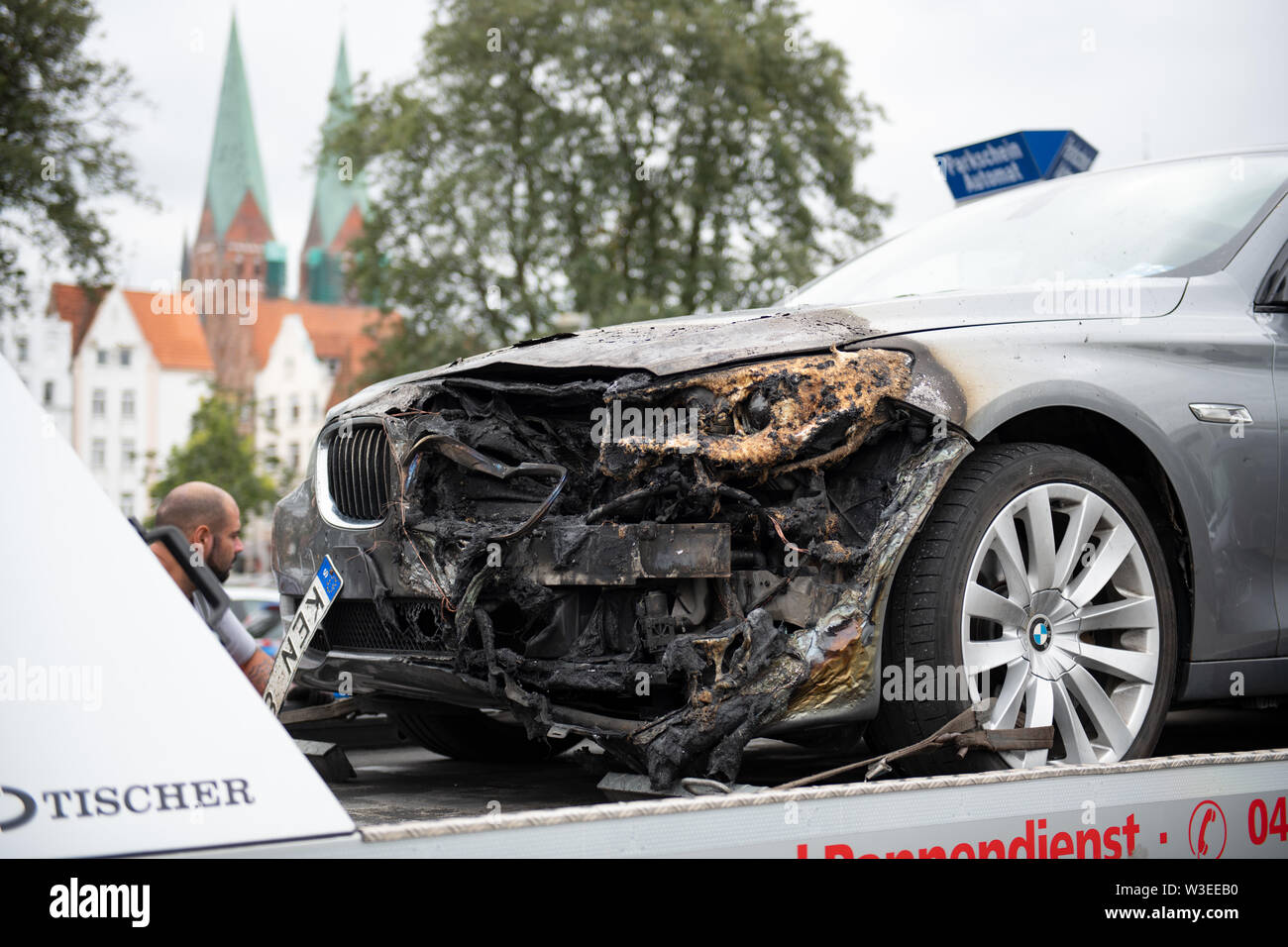 15 July 19 Schleswig Holstein Lubeck The Bmw Of A Swedish Family Which Was Damaged In