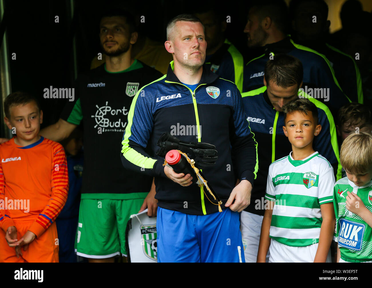 The New Saints' goal keeper and captain Paul Harrison during the Champions League Qualifying, First Round match at Park Hall, Oswestry. Stock Photo