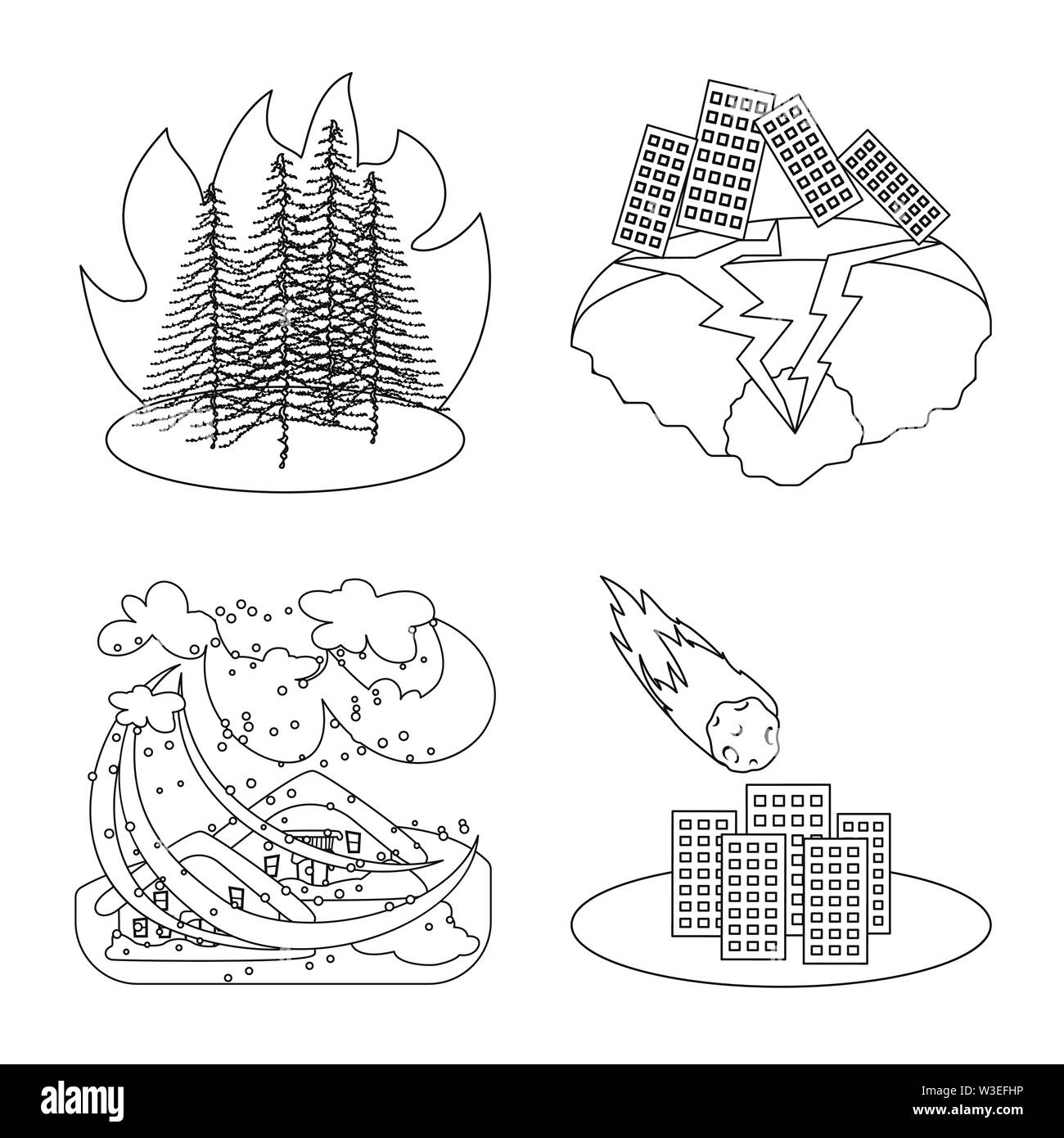 Isolated object of cataclysm and disaster sign. Set of cataclysm and ...